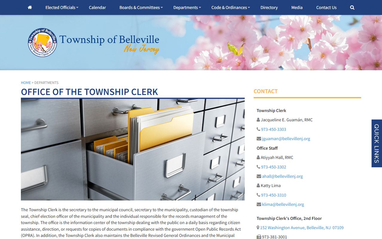 Belleville phone directory township clerk office