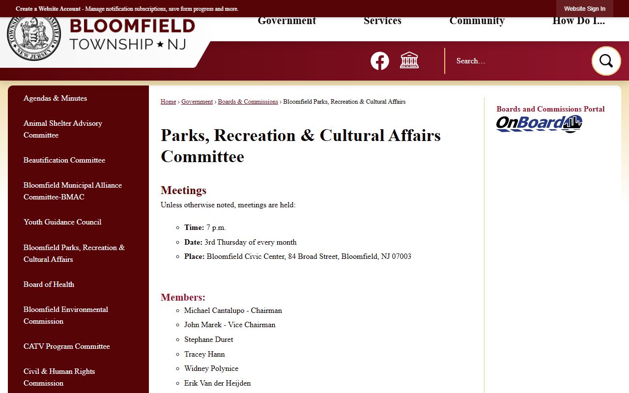 Bloomfield Township phone directory clerk office