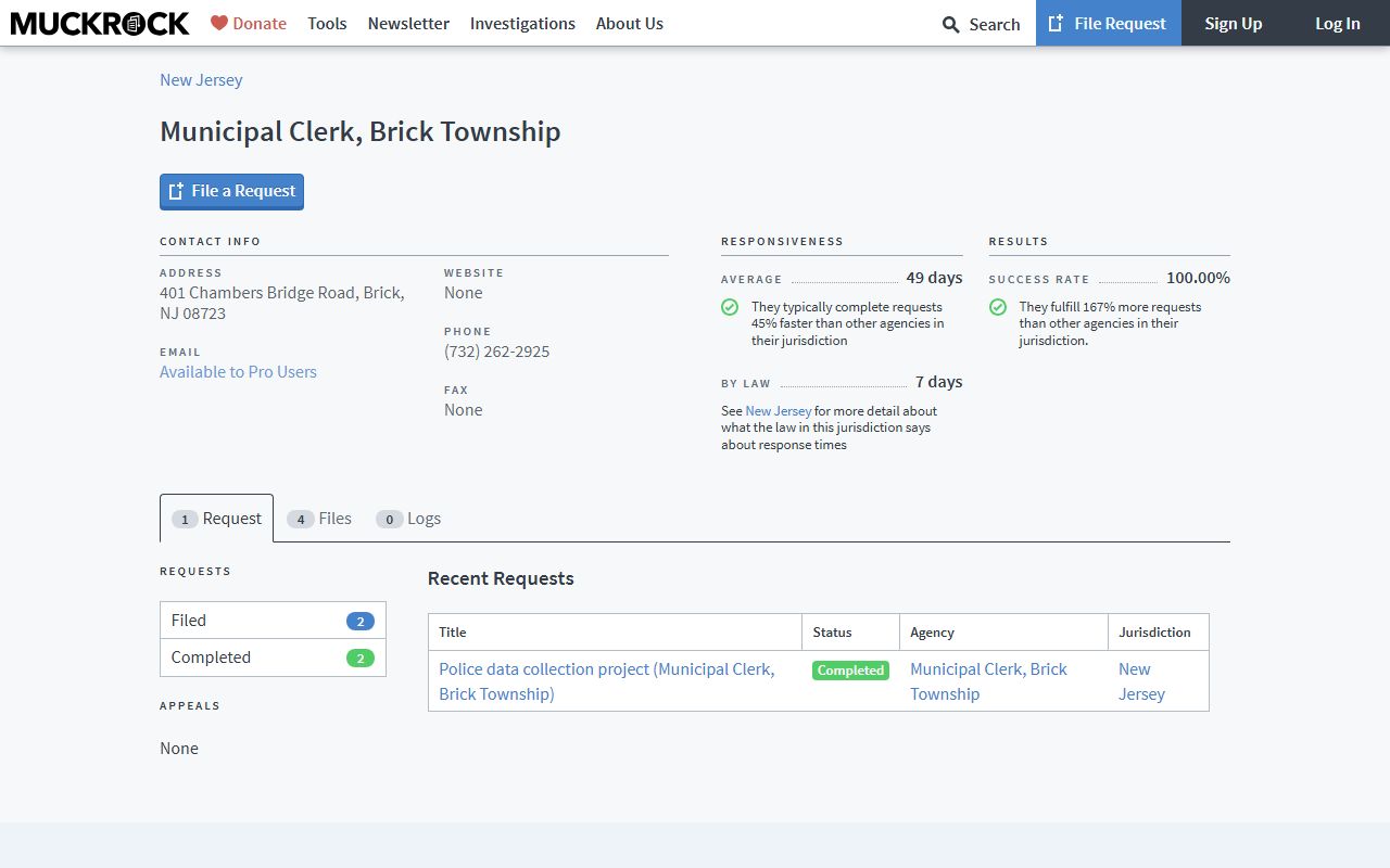 Brick Township phone directory municipal clerk