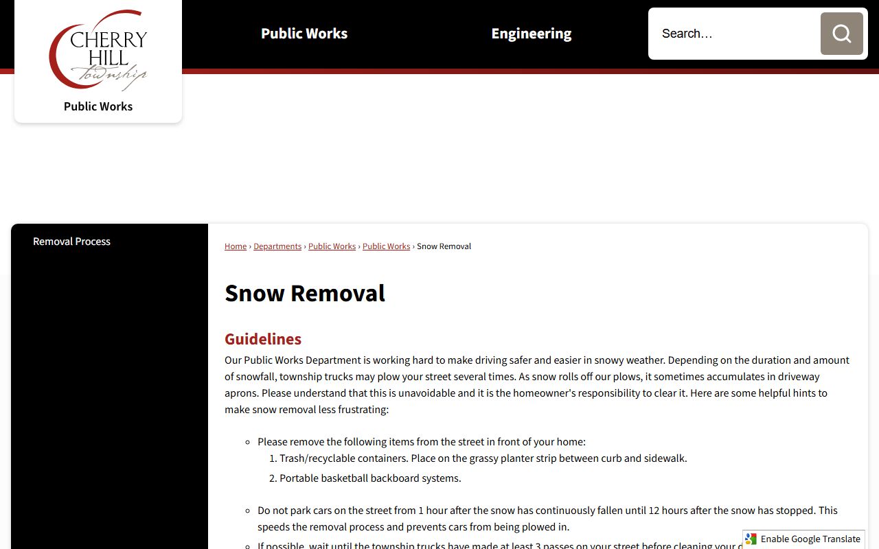 Cherry Hill Township website municipal clerk phone directory page