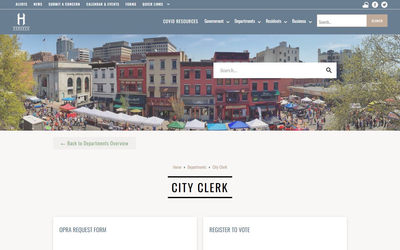 Hoboken City Clerk phone directory and public records access
