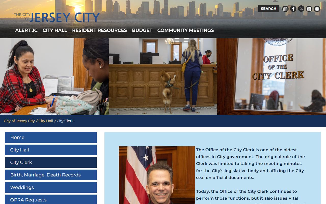 Jersey City phone directory clerk office portal
