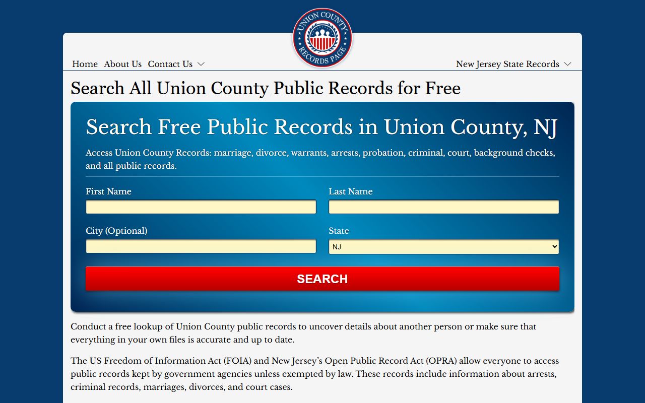 Union Township police records page for phone directory research
