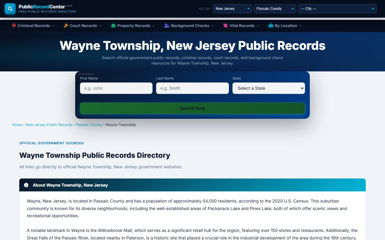 Wayne Township public library records for phone directory research