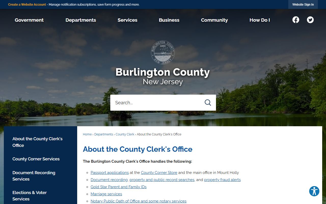 Burlington County phone directory clerk office history