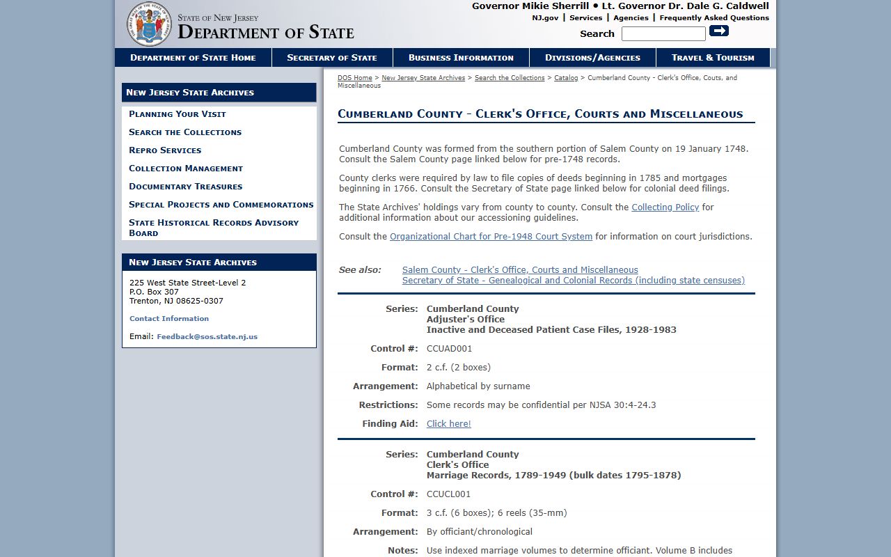 Cumberland County phone directory state archives records