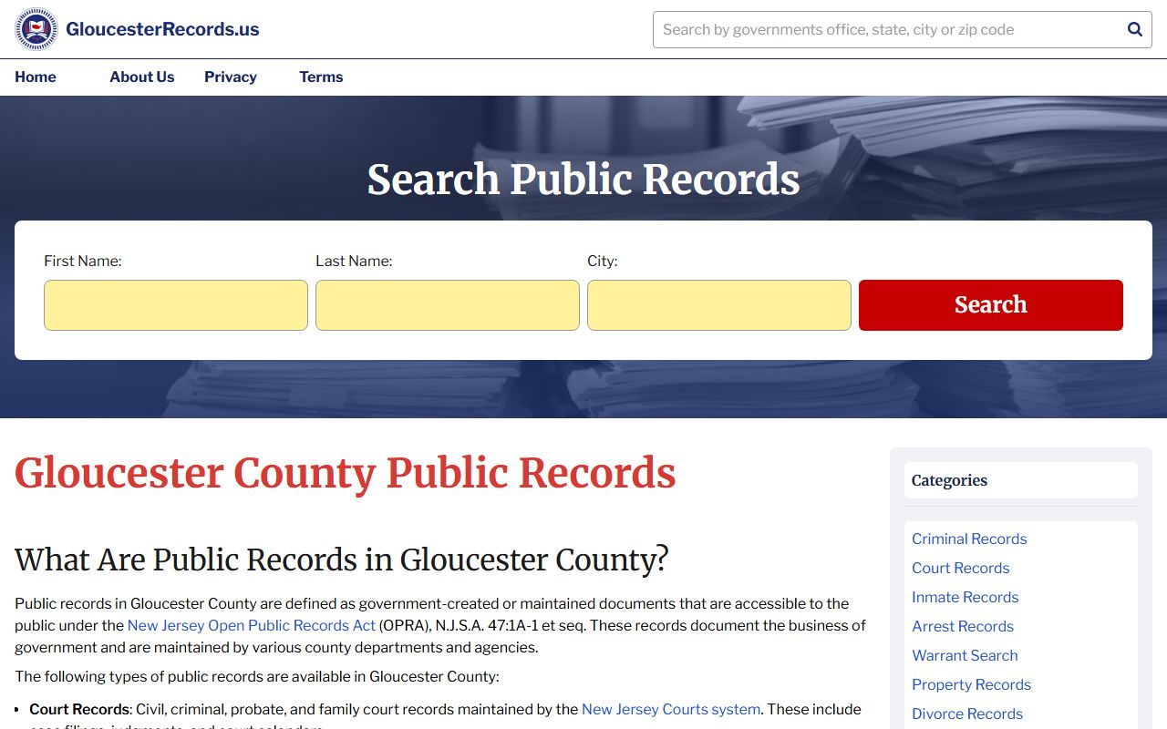 Gloucester County phone directory public records lookup
