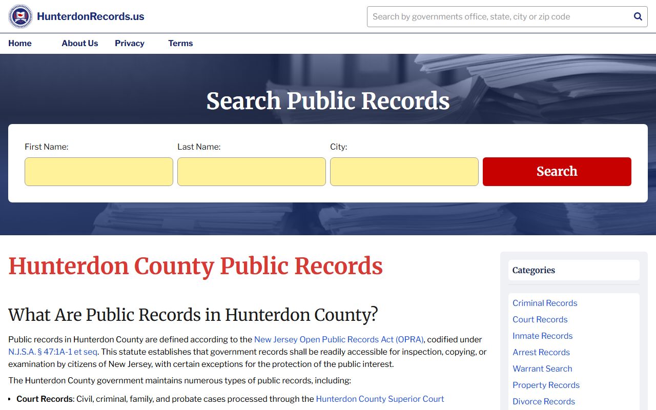 Hunterdon County phone directory public records lookup