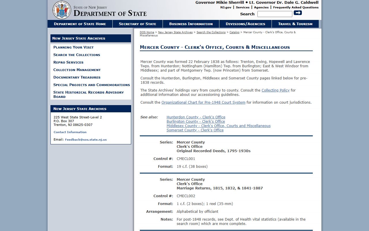 Mercer County phone directory state archives records