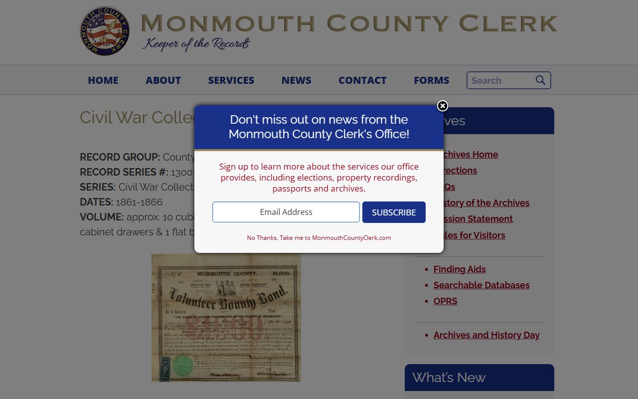 Monmouth County phone directory Civil War collection