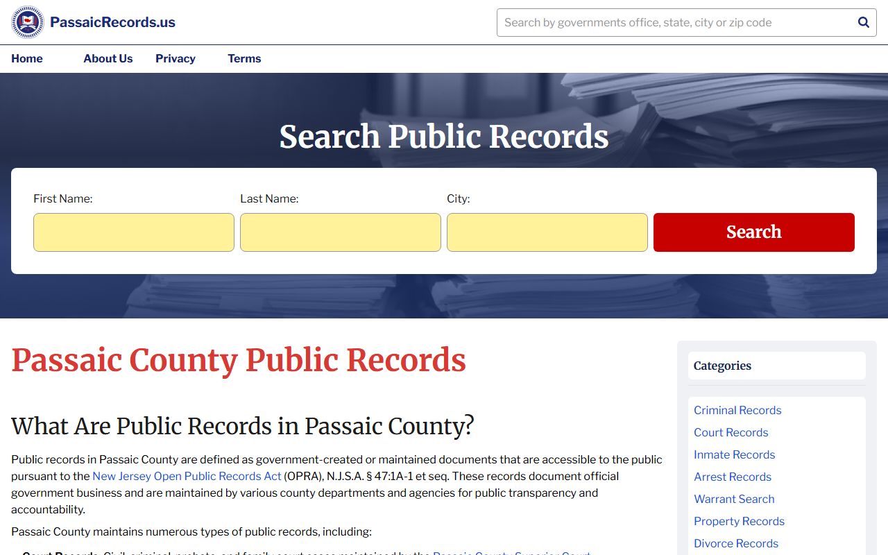 Passaic County phone directory public records lookup