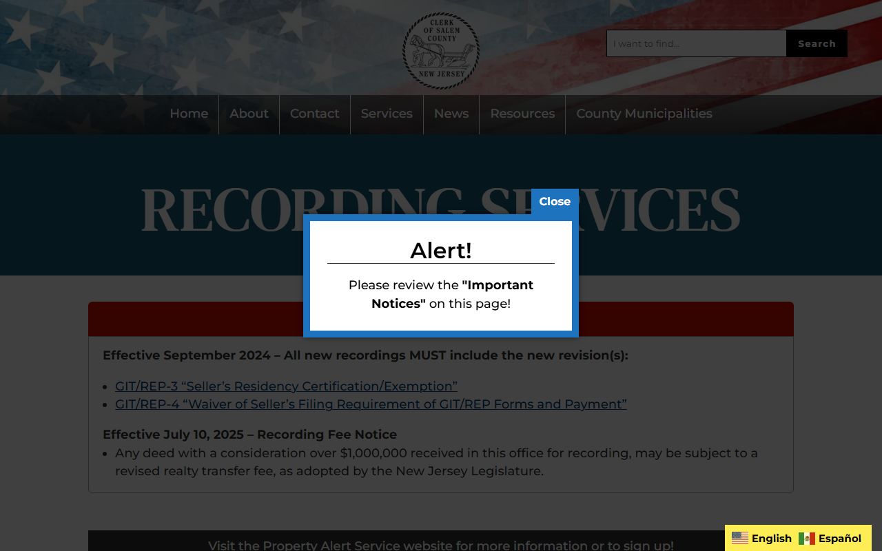 Salem County phone directory recording services