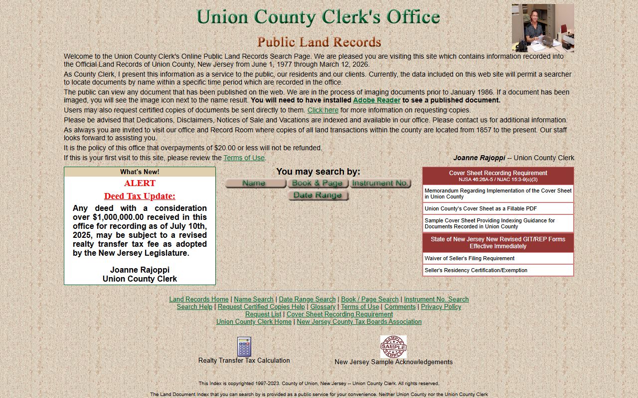 Union County phone directory property records search