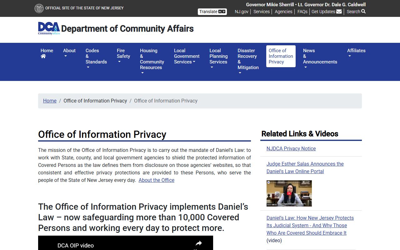 New Jersey Daniel's Law phone directory privacy portal