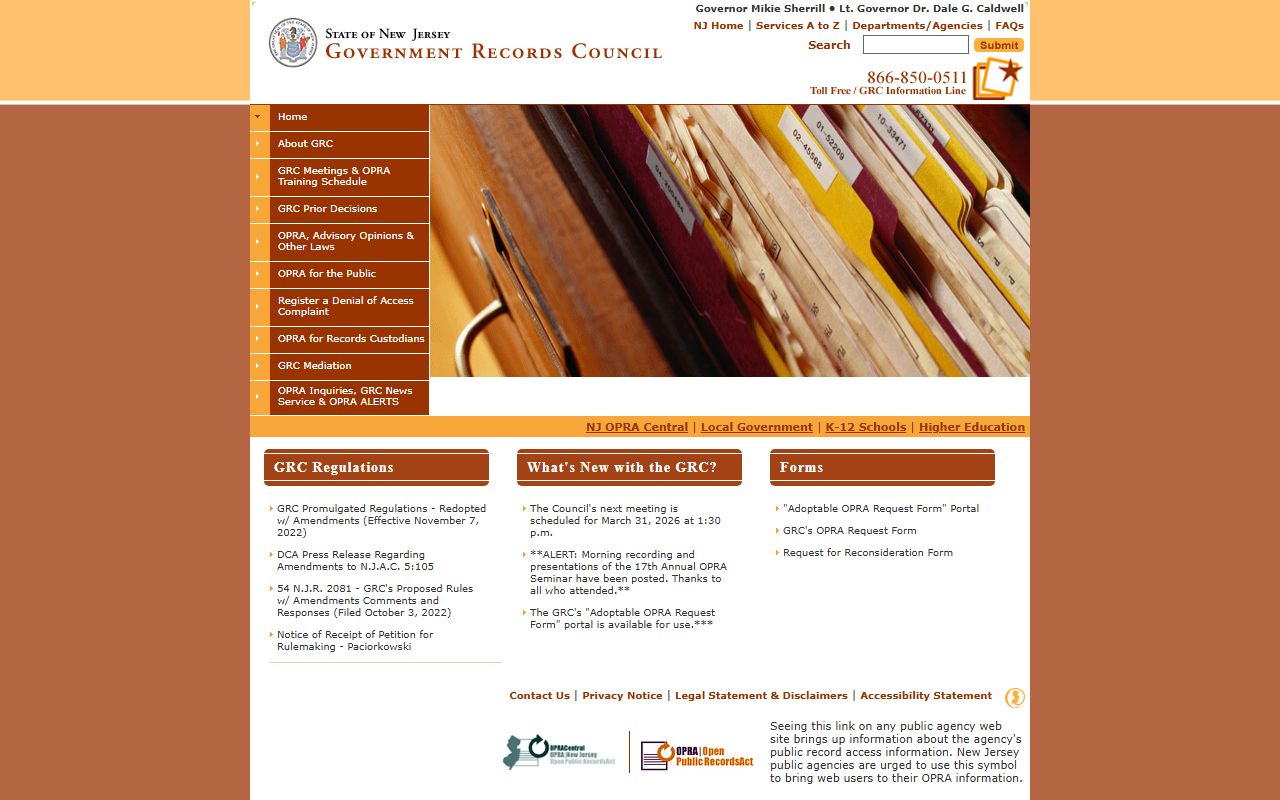 New Jersey Government Records Council phone directory oversight